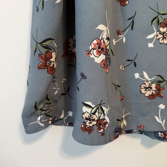 Floral Print Loft Womens Skirt XL Blue Elastic Waist Knee-Length - Picture 2 of 6